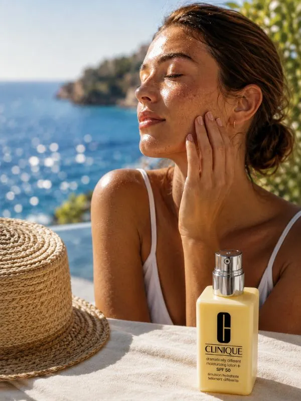 donna che usa una crema super idratante viso